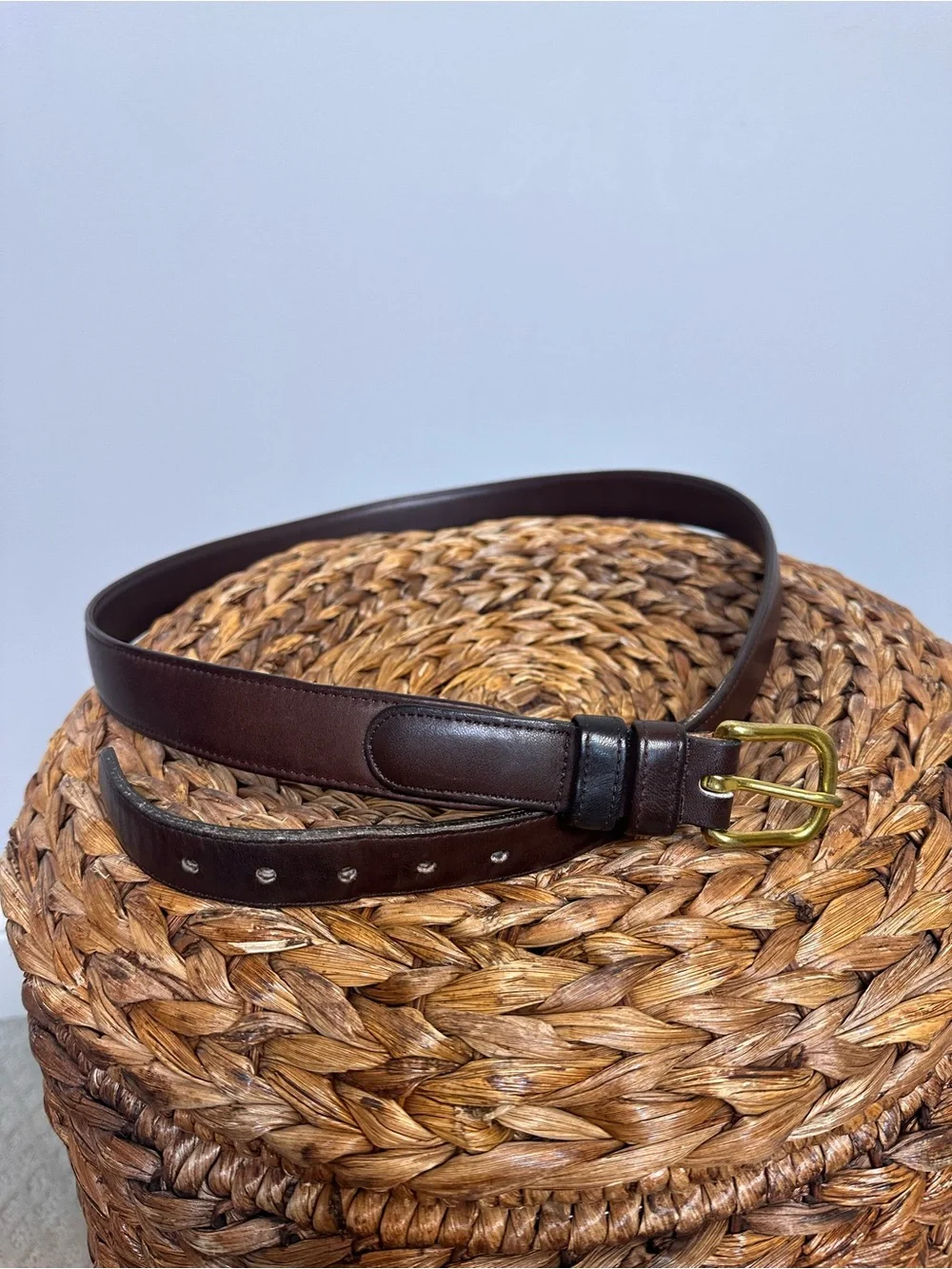 Coach leather belt 42” mahogany dark brown made in New York City brass hardware